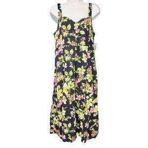 NWT Old Navy Linen Rayon Midi Dress L Petite Boho‎ Cottage Coastal Prairie